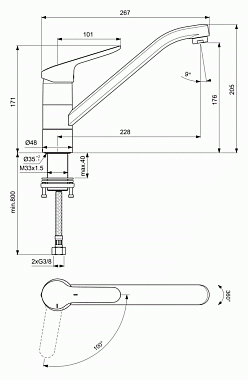 Смеситель для кухни IDEAL STANDARD CERAFLEX BC132AA поворотный излив хром