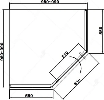 Угловое ограждение RGW Passage 01088199-11 195х100см стекло металл