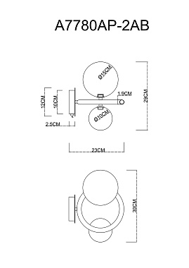 Светильник настенный Arte Lamp ALBUS A7780AP-2AB 40Вт G9