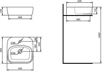 Раковина накладная Акватон Одри 1WH501709 42х42см