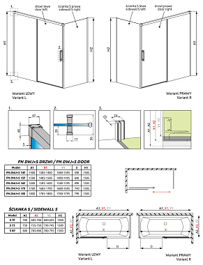 Стеклянная шторка на ванну RADAWAY Idea 10042180-01-01R 150х170см