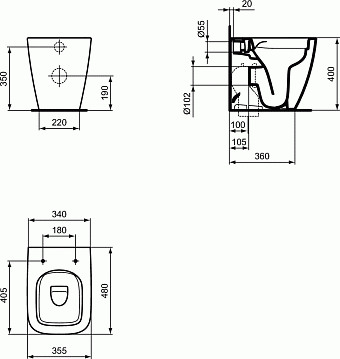 Чаша для унитаза IDEAL STANDARD Ideal Standard i.life S T459401 без сиденья