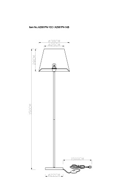 Торшер Arte Lamp Elba A2581PN-1AB 60Вт E27