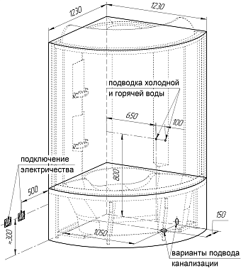 Душевая кабина RADOMIR ЛАУРА 1-00-6-0-0-0821 128х128х233см стекло матовое