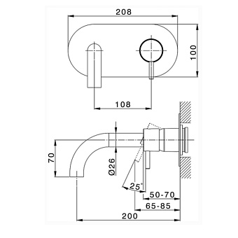 Смеситель для раковины Cisal Less New LN00551040 чёрный (матовый)