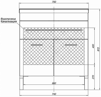 Тумба с раковиной AQUANET Верона 287670 48х75х87,5см