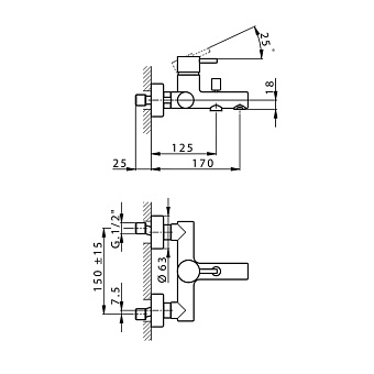 Смеситель для душа Cisal Less Minimal LM00013040 чёрный (матовый)