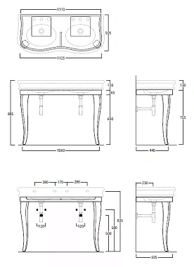 Консоль под раковину SIMAS Lante LAM120 nero чёрный