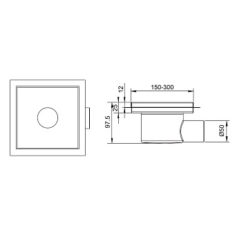 Душевой трап RGW 21211120-02 SDR-11 Q 20х20см горизонтальный сток