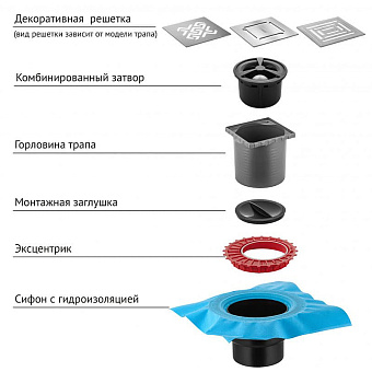 Душевой трап BERGES 90465 19х19см вертикальный сток