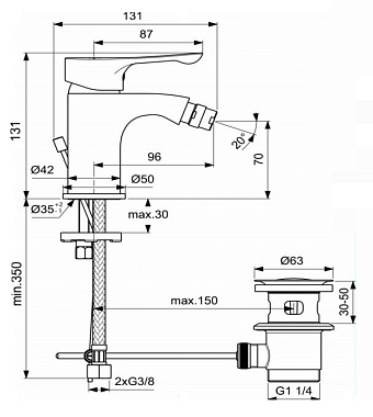Смеситель для биде IDEAL STANDARD DOT 2.0 BC323AA хром