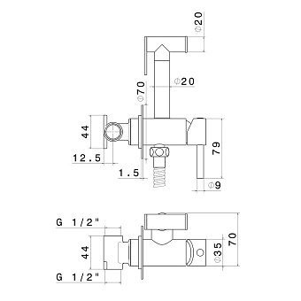 Гигиенический душ KERAMA MARAZZI Ole 27720KM.01.093 чёрный матовый
