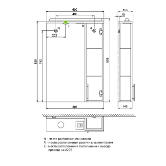 Шкаф зеркальный IDDIS Sena SEN6000i99 84х60х15,6см с подсветкой