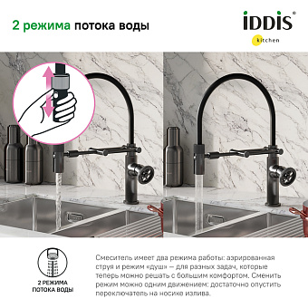 Смеситель для кухни IDDIS Grange GRAGMFLi05 поворотный излив графитовый