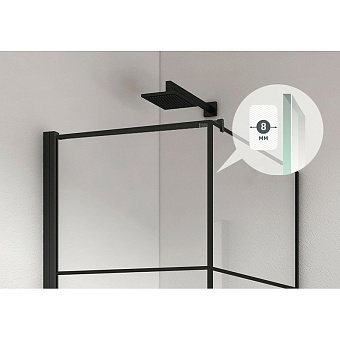 Угловое ограждение BERGES DARK 061020R 195х90см стекло прозрачное