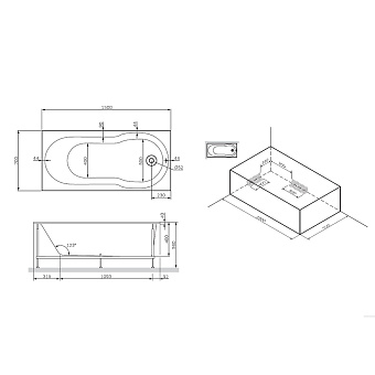 Каркас под ванную AM-PM X-Joy W88A-150-070W-R 144см