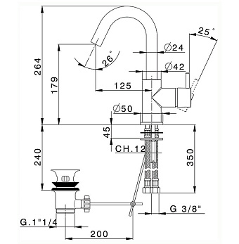 Смеситель для раковины Cisal Less New LN00047521 хром