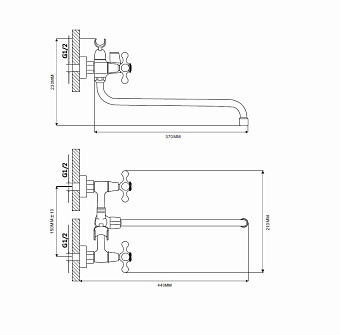 Смеситель для ванны Maxonor MN2208-2 хром