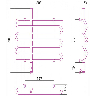 Полотенцесушитель СУНЕРЖА 31-0550-8060 чёрный матовый