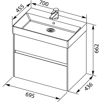 Тумба с раковиной AQUANET Бруклин 212597 43,6х70,5х66,2см