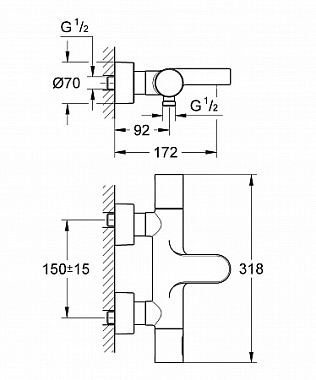 Смеситель для ванны GROHE Grohtherm 3000 Cosmopolitan 34276000 хром