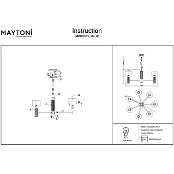 Люстра подвесная Maytoni Talento DIA008PL-07CH 280Вт 7 лампочек E14