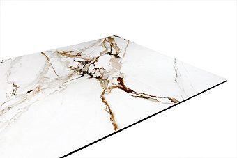 Кухонный стол раскладной AERO 90х180х76см закаленное стекло/керамика/сталь Gold