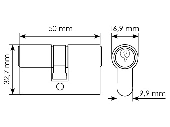 Цилиндр ключ-ключ MORELLI SIMPLE 50C PG 50мм золото