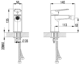 Смеситель для биде Azario CASTELO AZ-VJC468274C хром