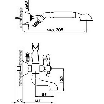 Смеситель для ванны Cisal Arcana America AA00012024 золото