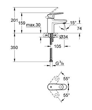 Смеситель для раковины GROHE Europlus II 33163002 хром