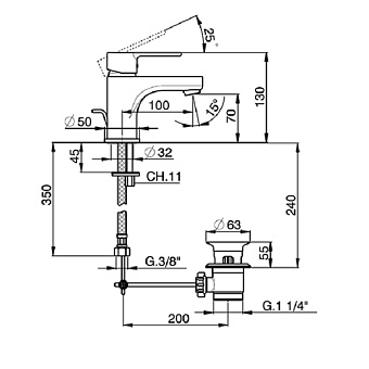 Смеситель для раковины Cisal Tender C200051021 хром