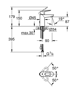 Смеситель для раковины GROHE BauLoop 23336000 хром