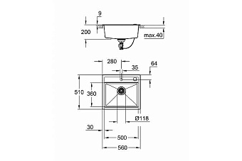 Мойка кухонная GROHE K700 31651AT0 56х51см серый гранит