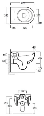 Унитаз подвесной SIMAS E-Line EL18bi ободковый без сиденья