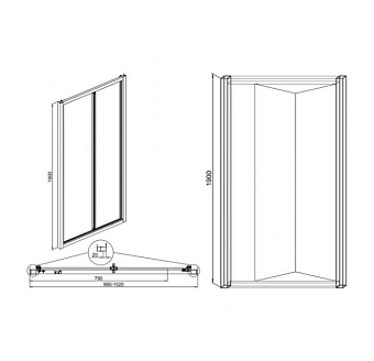 Душевая дверь SOLE Vega УТ000020291 190х100см стекло прозрачное