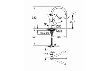 Смеситель для кухни GROHE BauEdge 31233001 высокий излив хром