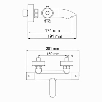 Смеситель для ванны WASSERKRAFT Berkel 4800 4811 Thermo хром