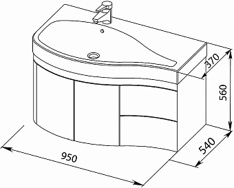 Тумба под раковину подвесная AQUANET Сопрано 169631 54х95х56см