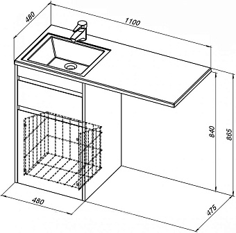Тумба под раковину напольная AQUANET Токио 239289 48х48х84см