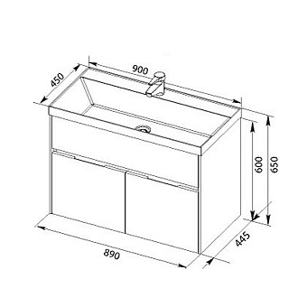 Тумба с раковиной AQUANET Латина 212933 45х90х65см