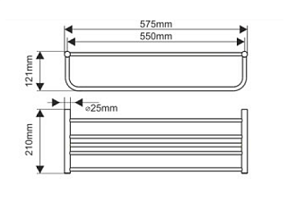Полка в ванную округлая MELANA 865 865003 1-ярусная 21х58см хром
