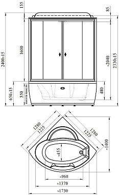 Душевая кабина RADOMIR Лаура 1-04-1-0-5-0871 128х128х240см стекло матовое