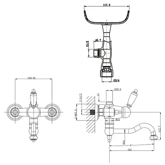 Смеситель для ванны CAPRIGO ADRIA-UNO 02-511-vot бронза
