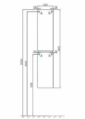 Пенал подвесной Акватон Скай 1A238603SY01R 24х30х147,3см белый/серый кашемир