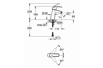 Смеситель для раковины GROHE Eurosmart 23324001 хром