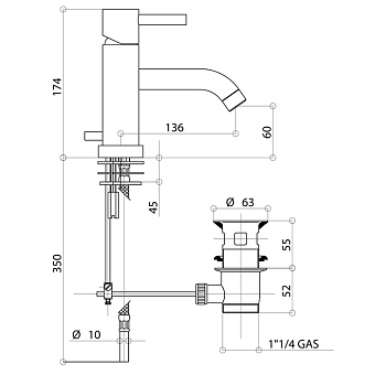 Смеситель для раковины Bongio T Mix 32521ORPR золотой
