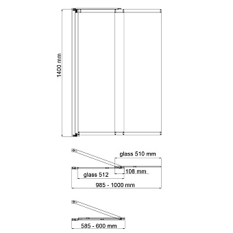 Стеклянная шторка на ванну WASSERKRAFT Dill 61S02-100WS Fixed 140х100см