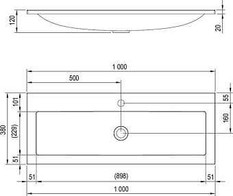 Раковина мебельная RAVAK Clear XJJ01110000 100х38см