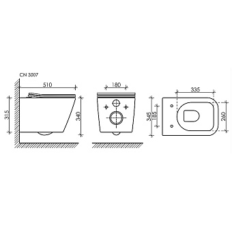Унитаз подвесной Ceramica Nova METRIC CN3007 безободковый с микролифтом